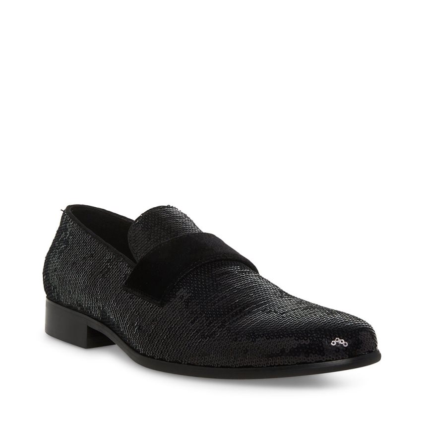 Black Steve Madden Arles Sequin Men's Loafers | PH 9205EPB